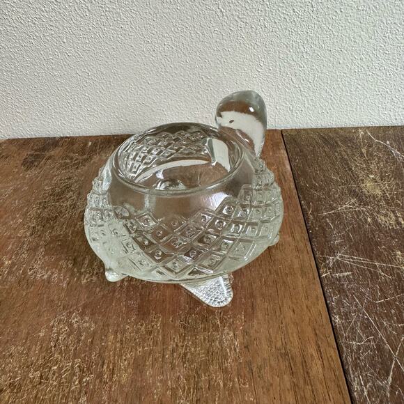 Avon Clear Glass Turtle‎ Votive Tea light Candle Holder Diamond Pattern HEAVY - Picture 4 of 7
